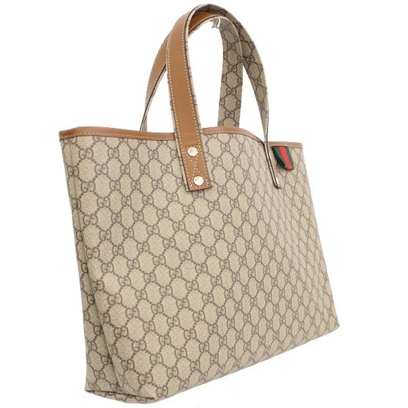 Gucci Tote Bag Beige Brown GG Supreme - Picture 1 of 2